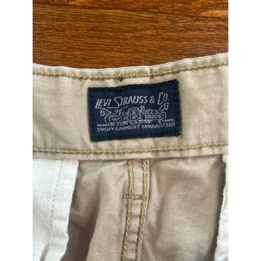 Levi Strauss & Co‎ Mens Khaki Tan Ripstop Cargo Shorts Size 34 Utility Casual